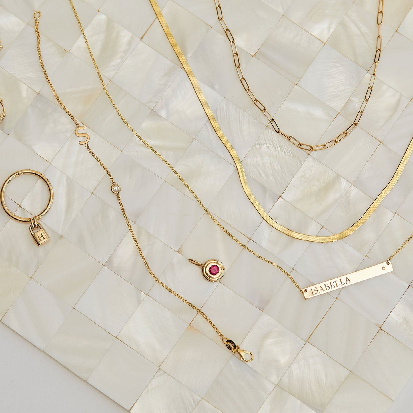 Diamond Bezel Multi Initial Bracelet - Lotus Diamond