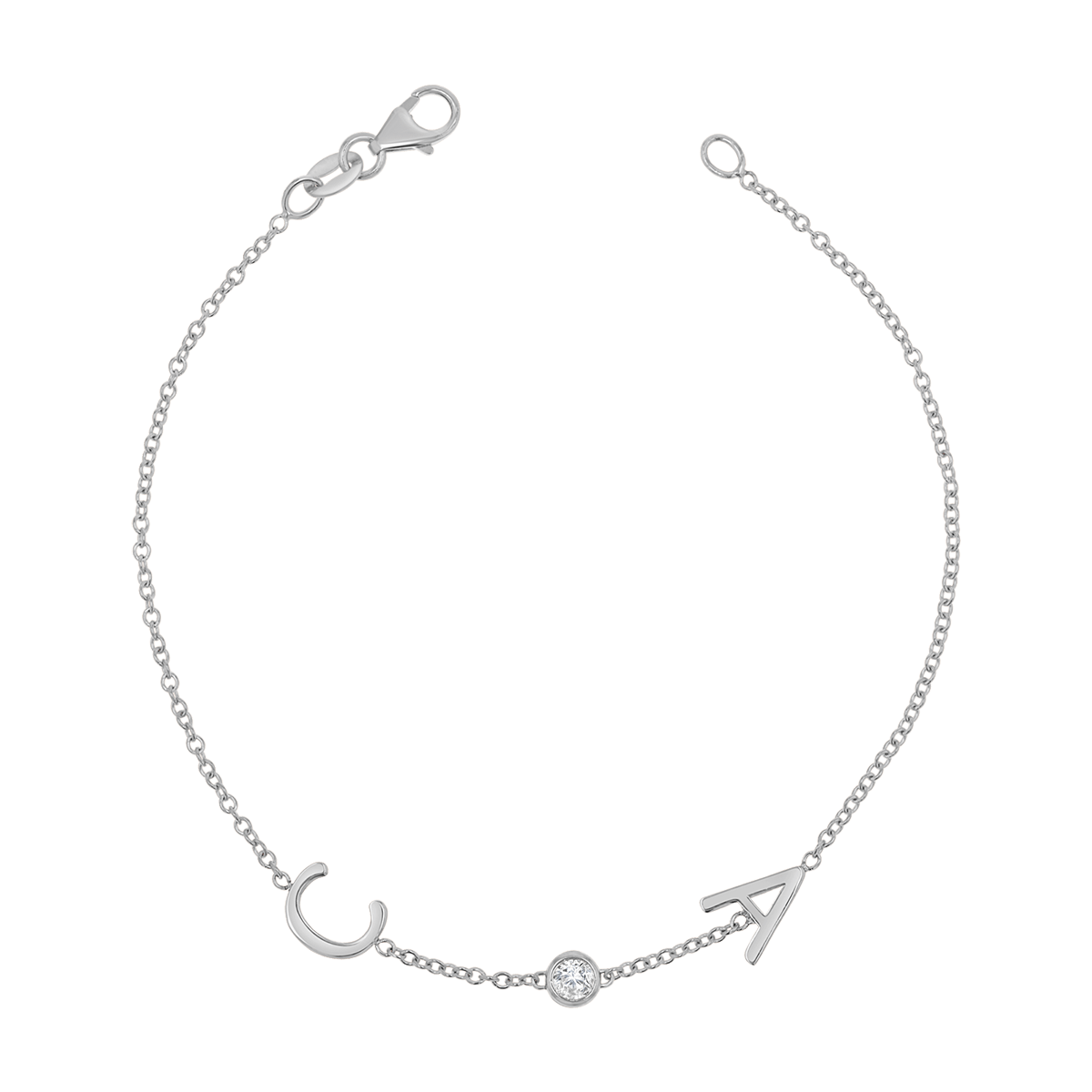 Diamond Bezel Multi Initial Bracelet - Lotus Diamond