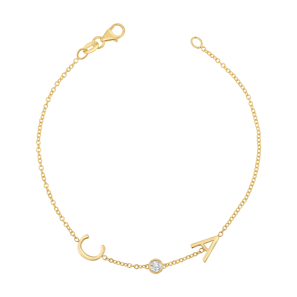 Diamond Bezel Multi Initial Bracelet - Lotus Diamond