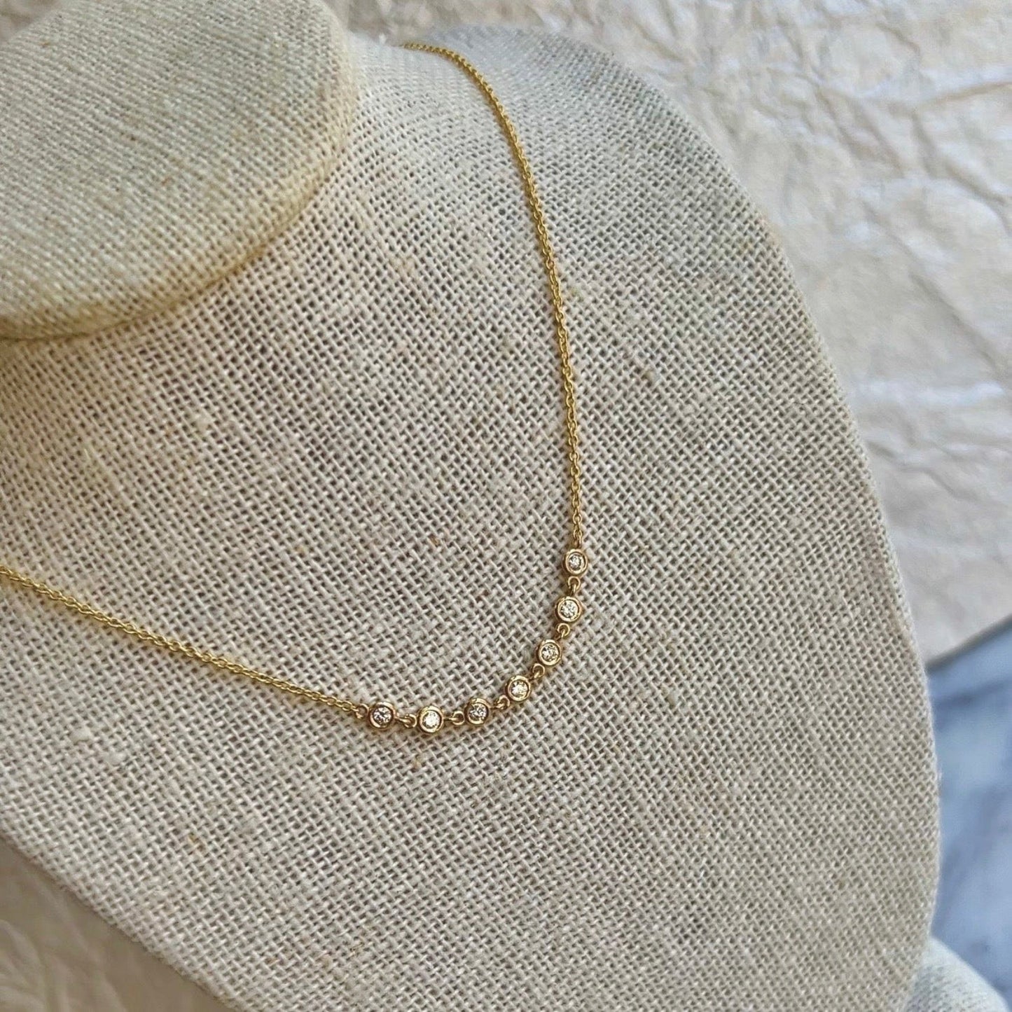 Diamond Bezel Station Necklace - Lotus Diamond