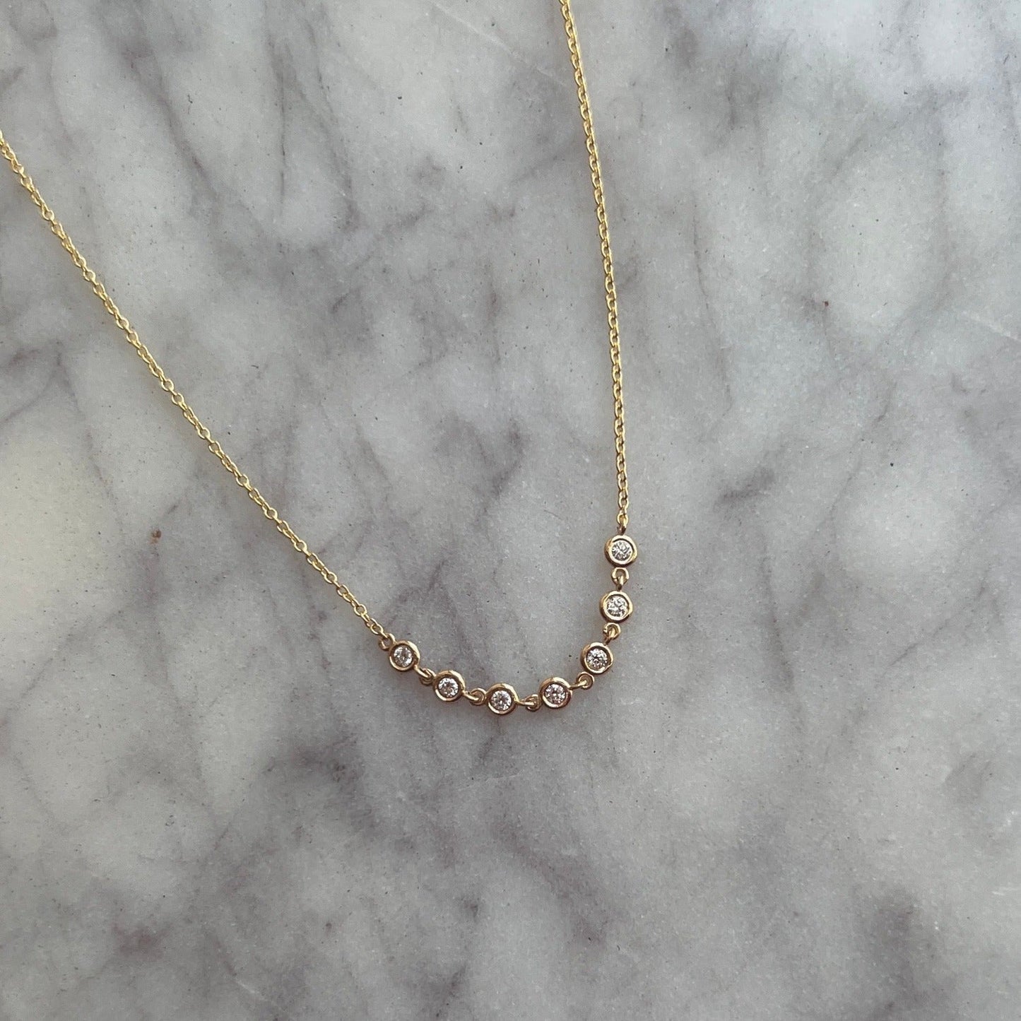 Diamond Bezel Station Necklace - Lotus Diamond