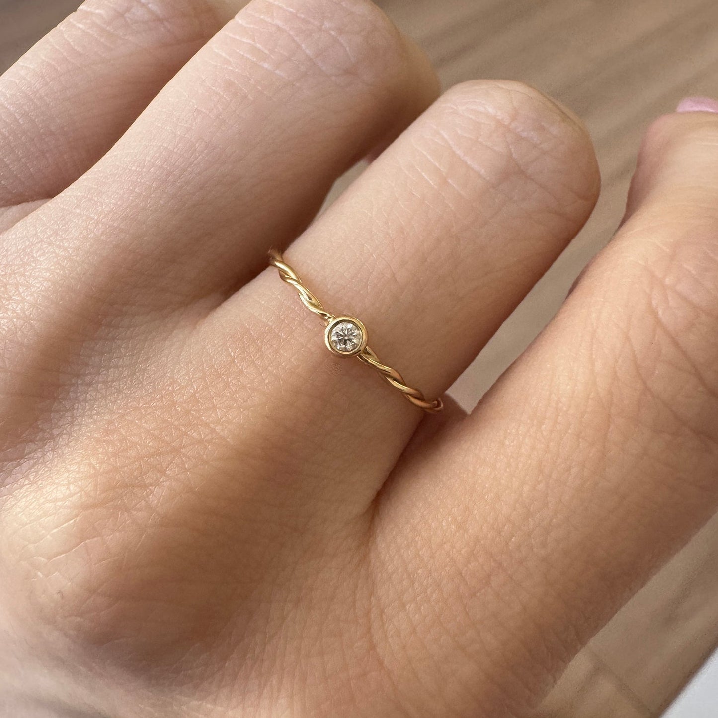 Diamond Bezel Twist Ring - Lotus Diamond