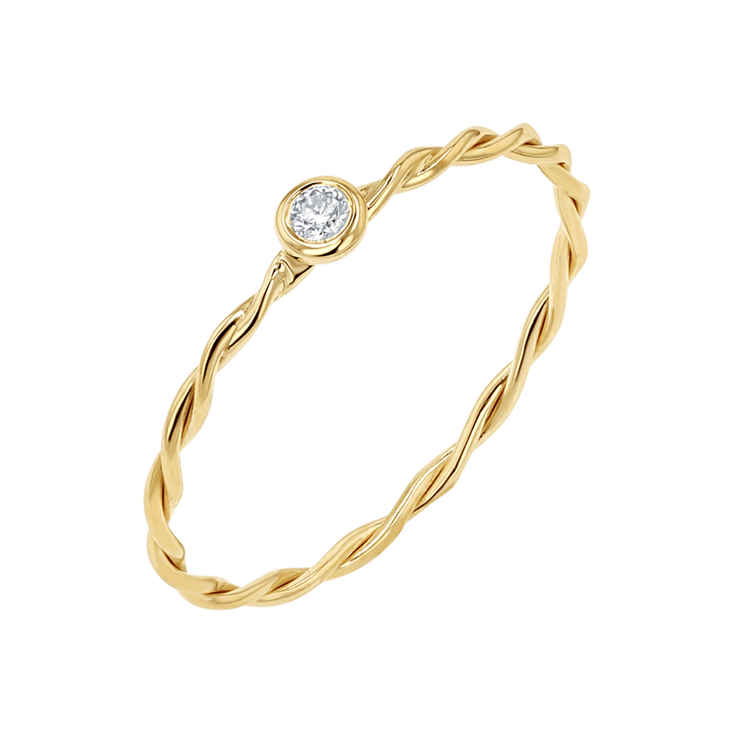 Diamond Bezel Twist Ring - Lotus Diamond