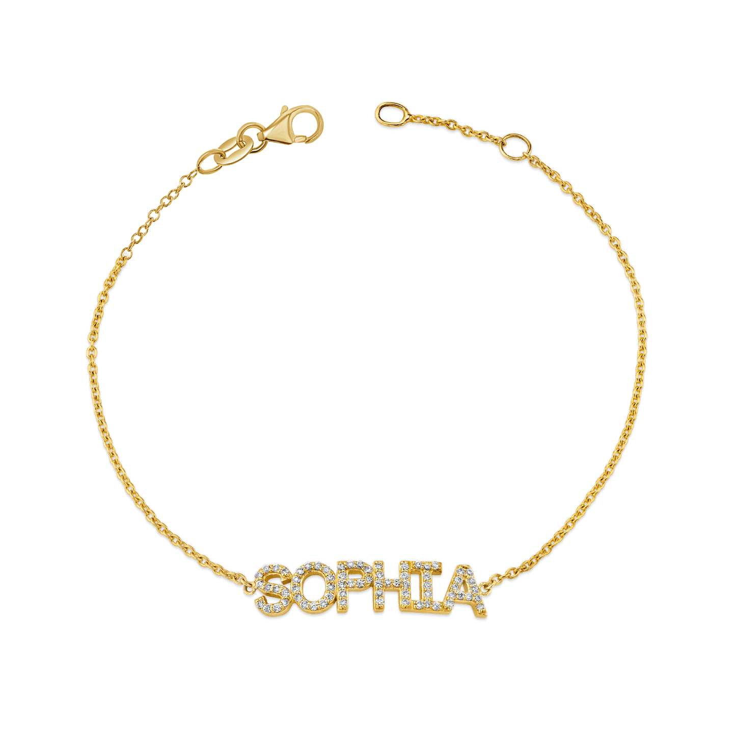 Diamond Custom Name Bracelet - Lotus Diamond