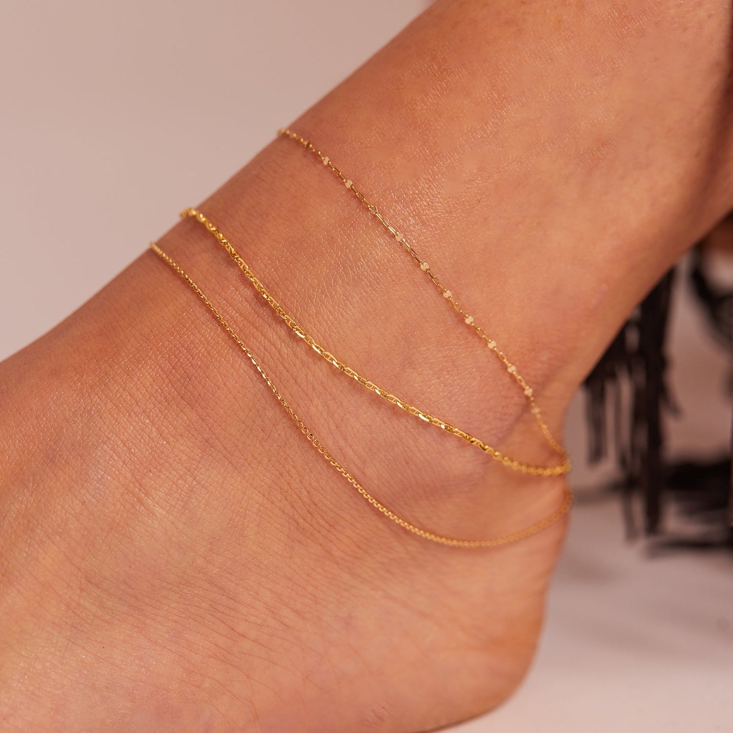 Diamond Cut Chain Anklet - Lotus Diamond