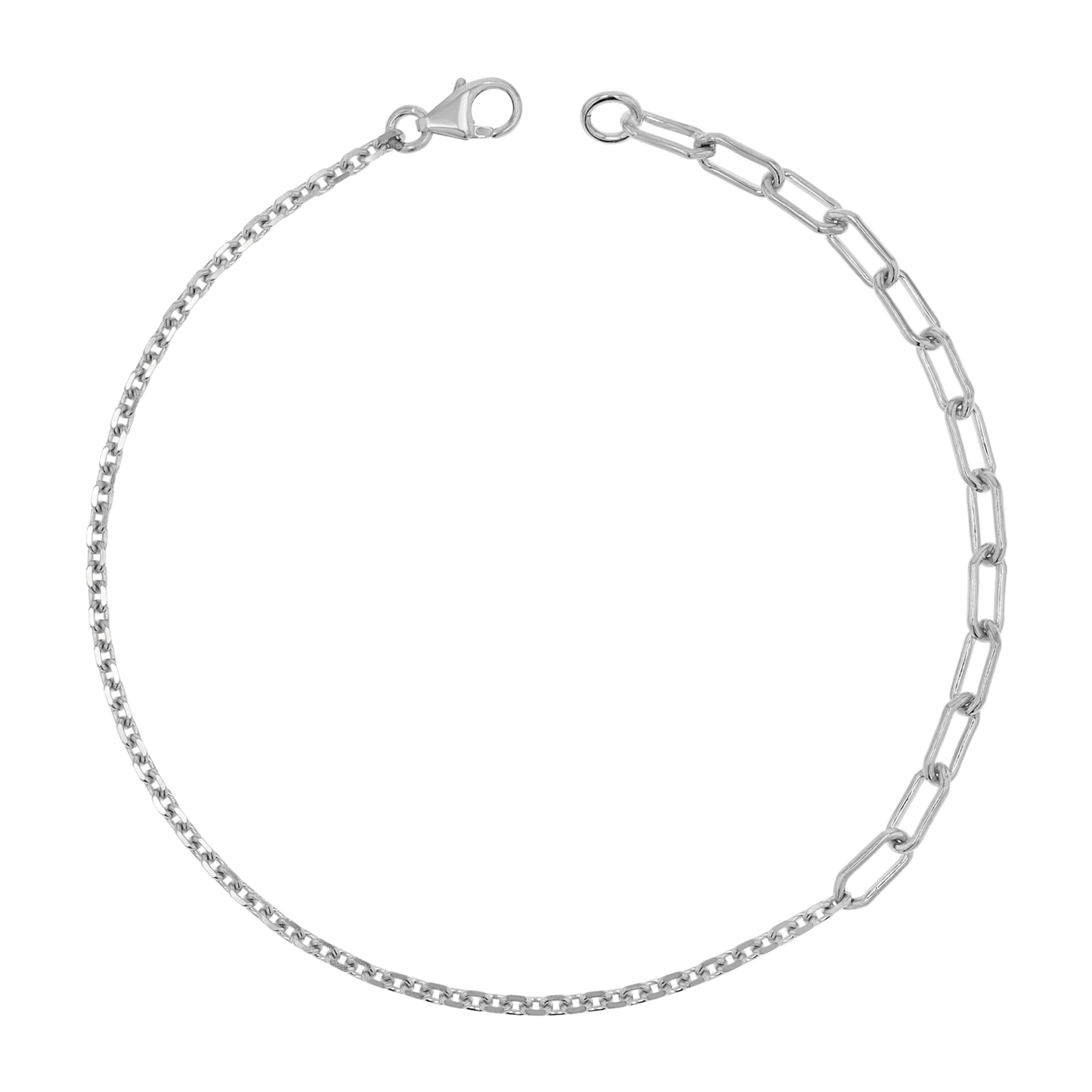 Diamond Cut Rolo & Paper Clip Chain Bracelet - Lotus Diamond