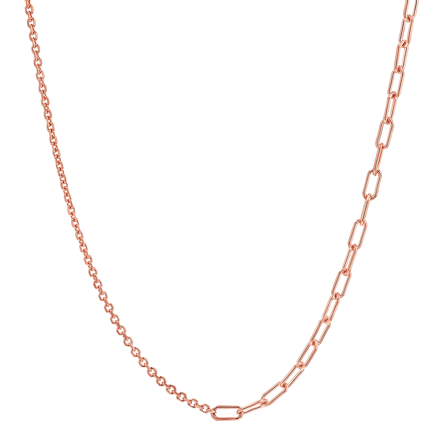Diamond Cut Rolo & Paper Clip Chain Necklace - Lotus Diamond