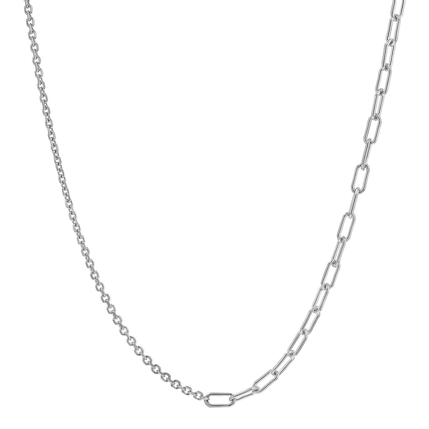 Diamond Cut Rolo & Paper Clip Chain Necklace - Lotus Diamond
