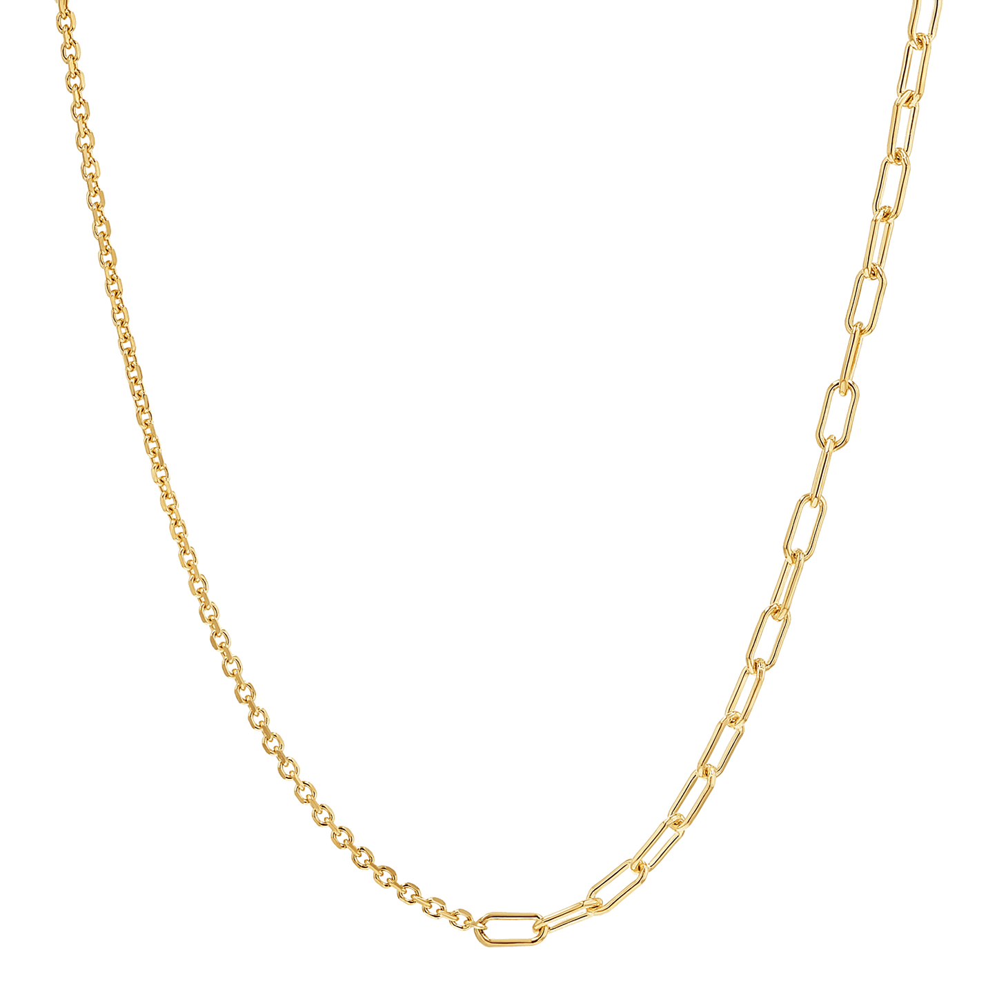 Diamond Cut Rolo & Paper Clip Chain Necklace - Lotus Diamond
