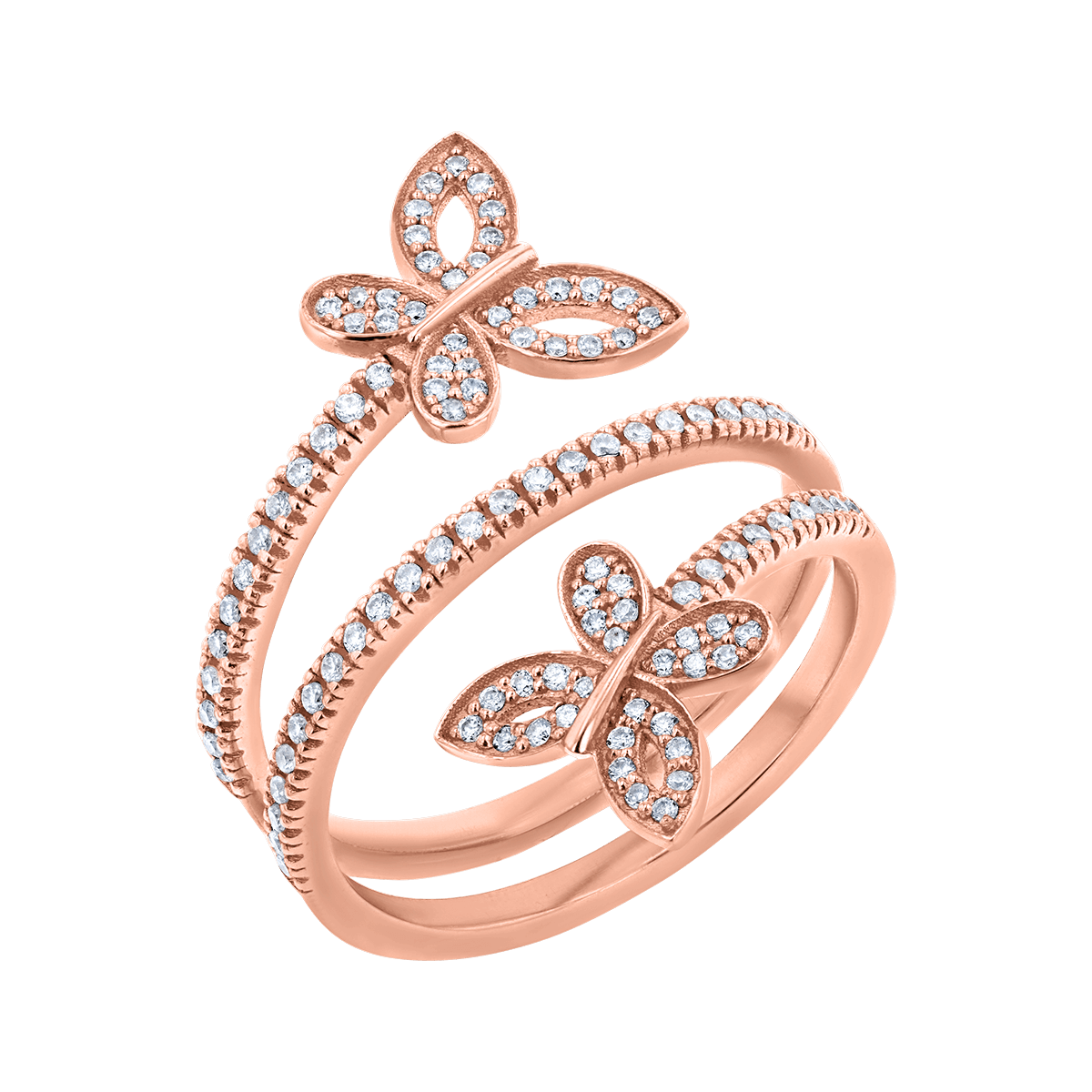 Diamond Double Wrap Butterfly Ring - Lotus Diamond