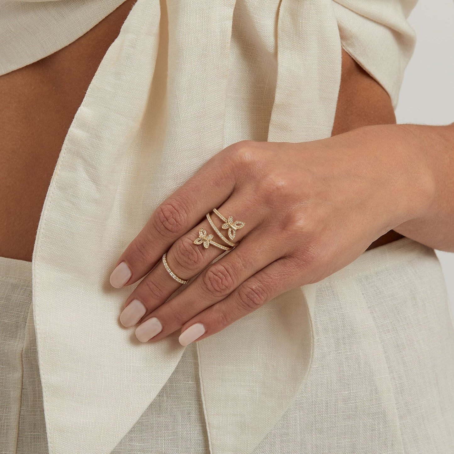 Diamond Double Wrap Butterfly Ring - Lotus Diamond