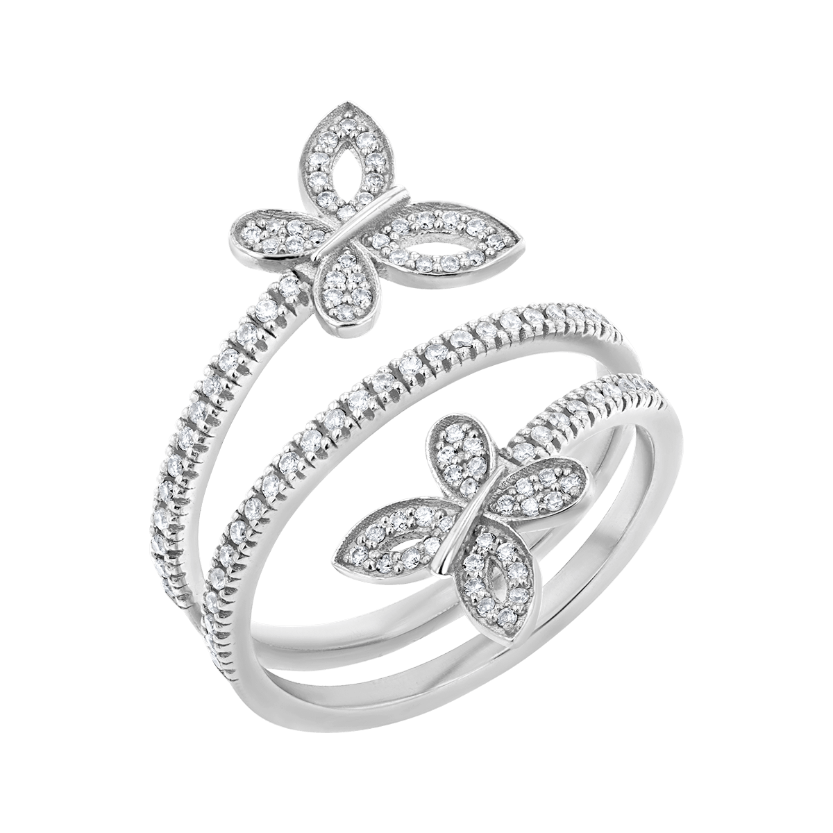 Diamond Double Wrap Butterfly Ring - Lotus Diamond