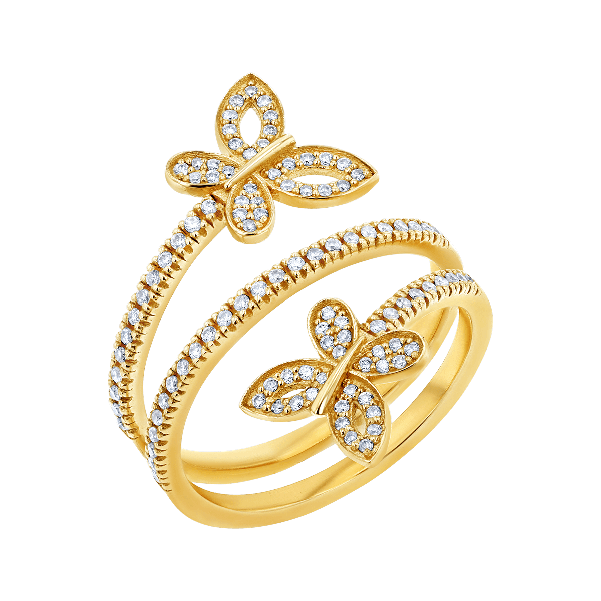 Diamond Double Wrap Butterfly Ring - Lotus Diamond