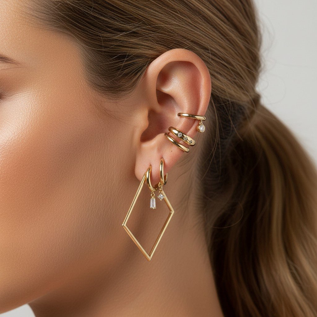 Diamond Drop Ear Cuff - Lotus Diamond