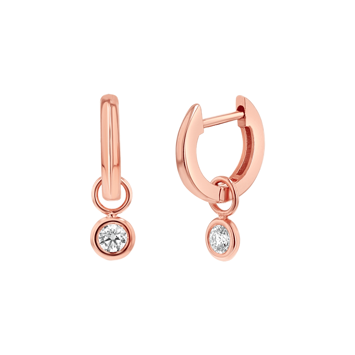 Diamond Drop Huggies Hoops - Lotus Diamond