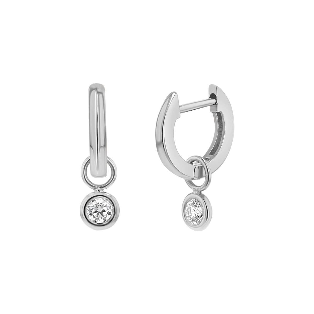 Diamond Drop Huggies Hoops - Lotus Diamond