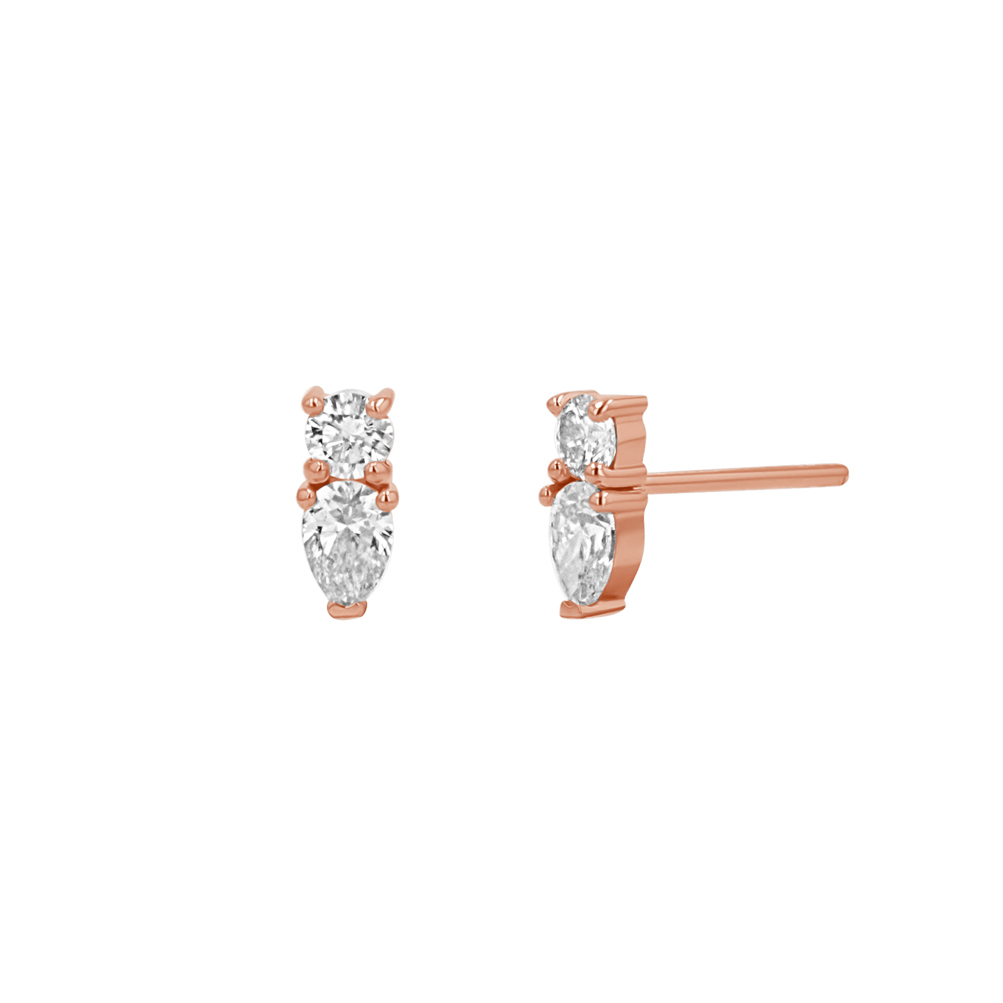 Diamond Duo Drop Studs - Lotus Diamond