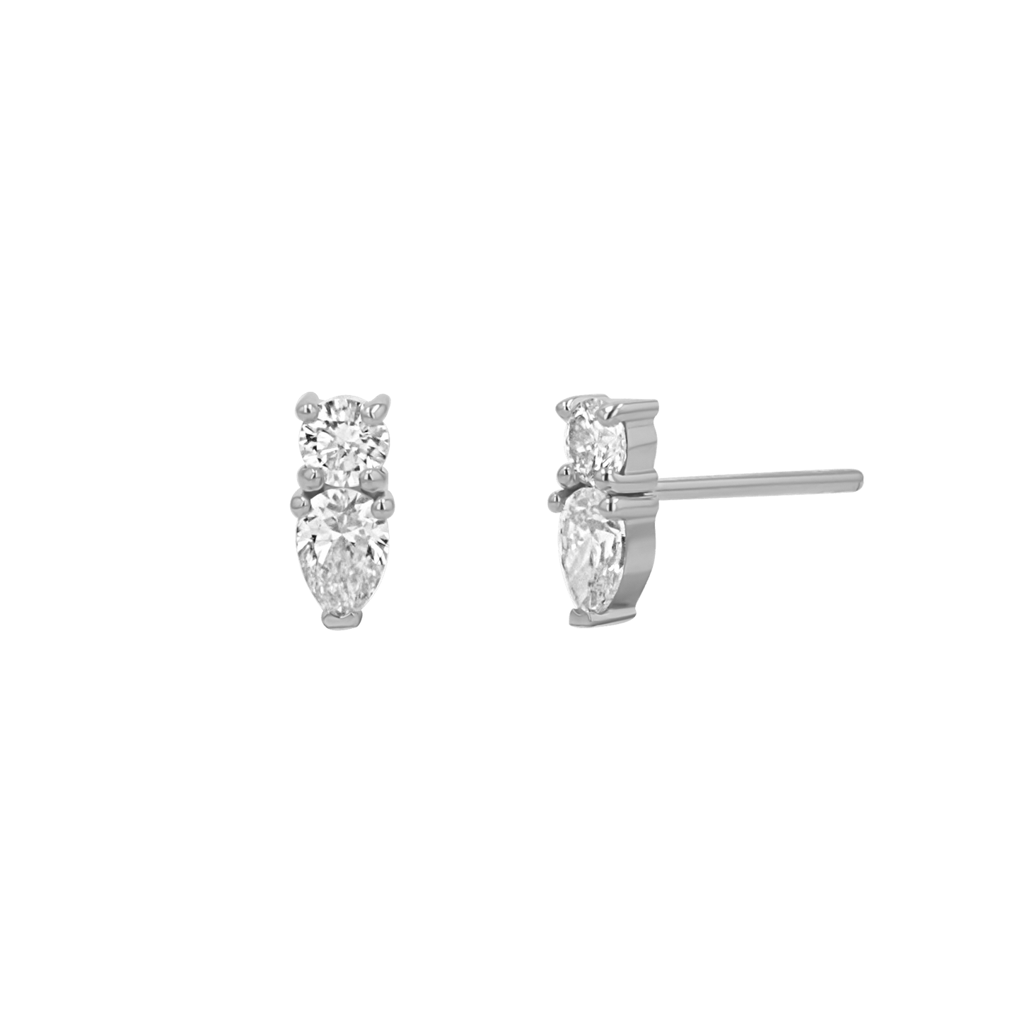 Diamond Duo Drop Studs - Lotus Diamond