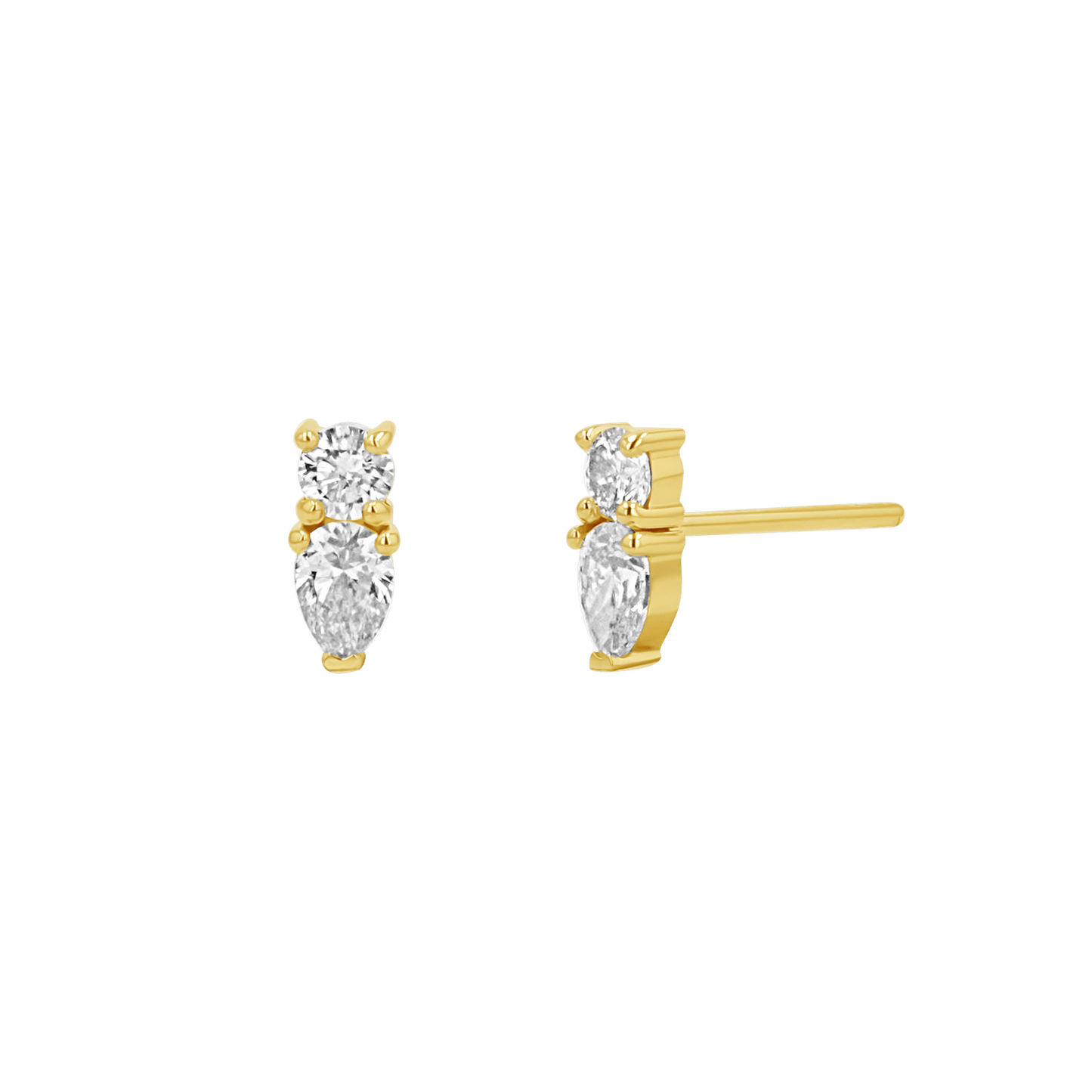 Diamond Duo Drop Studs - Lotus Diamond