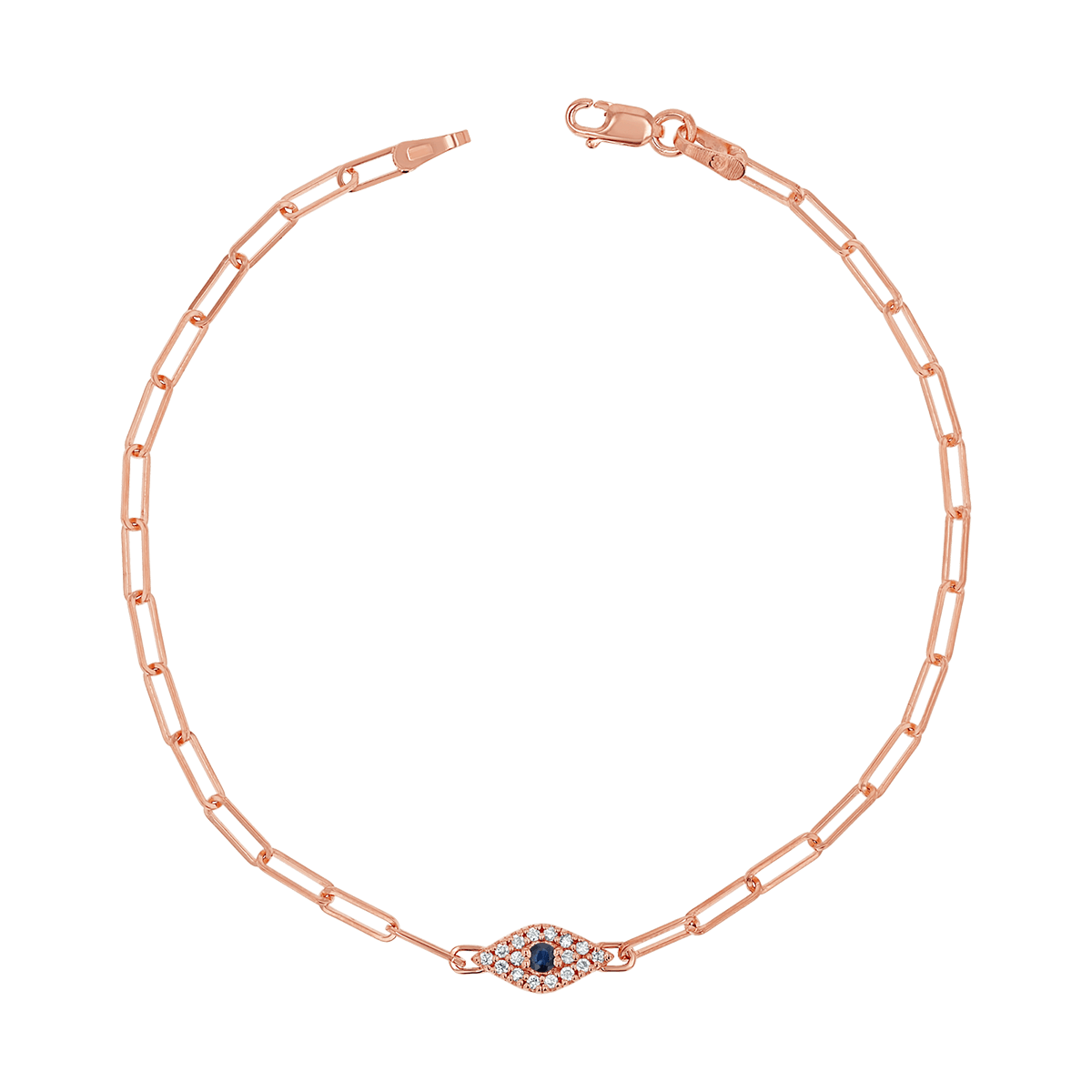 Diamond Evil Eye Paper Clip Bracelet - Lotus Diamond