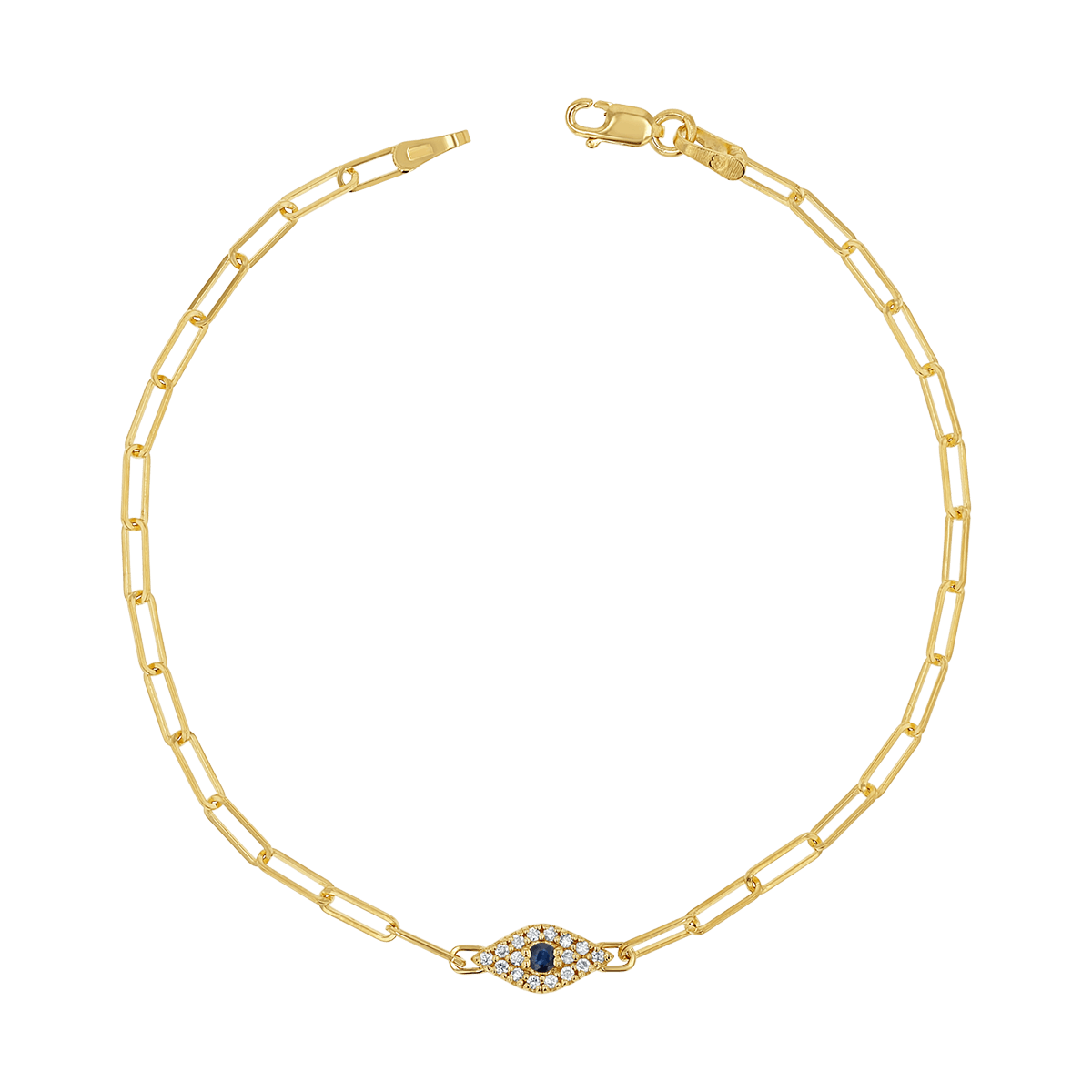 Diamond Evil Eye Paper Clip Bracelet - Lotus Diamond