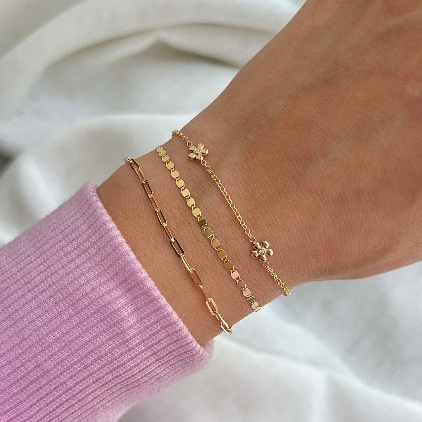Diamond Flower Chain Bracelet - Lotus Diamond