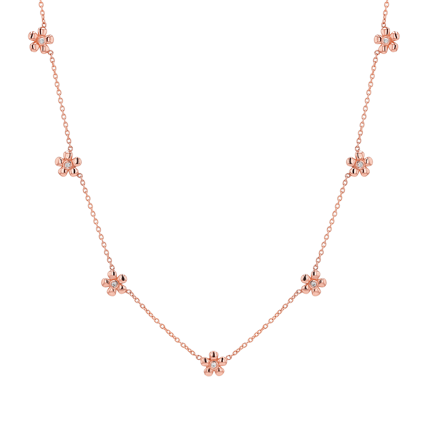 Diamond Flower Chain Necklace - Lotus Diamond