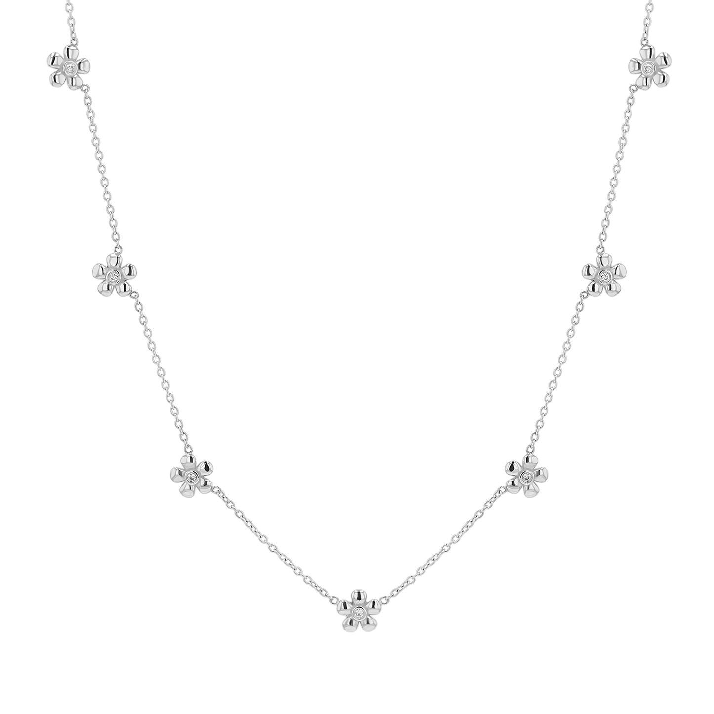 Diamond Flower Chain Necklace - Lotus Diamond