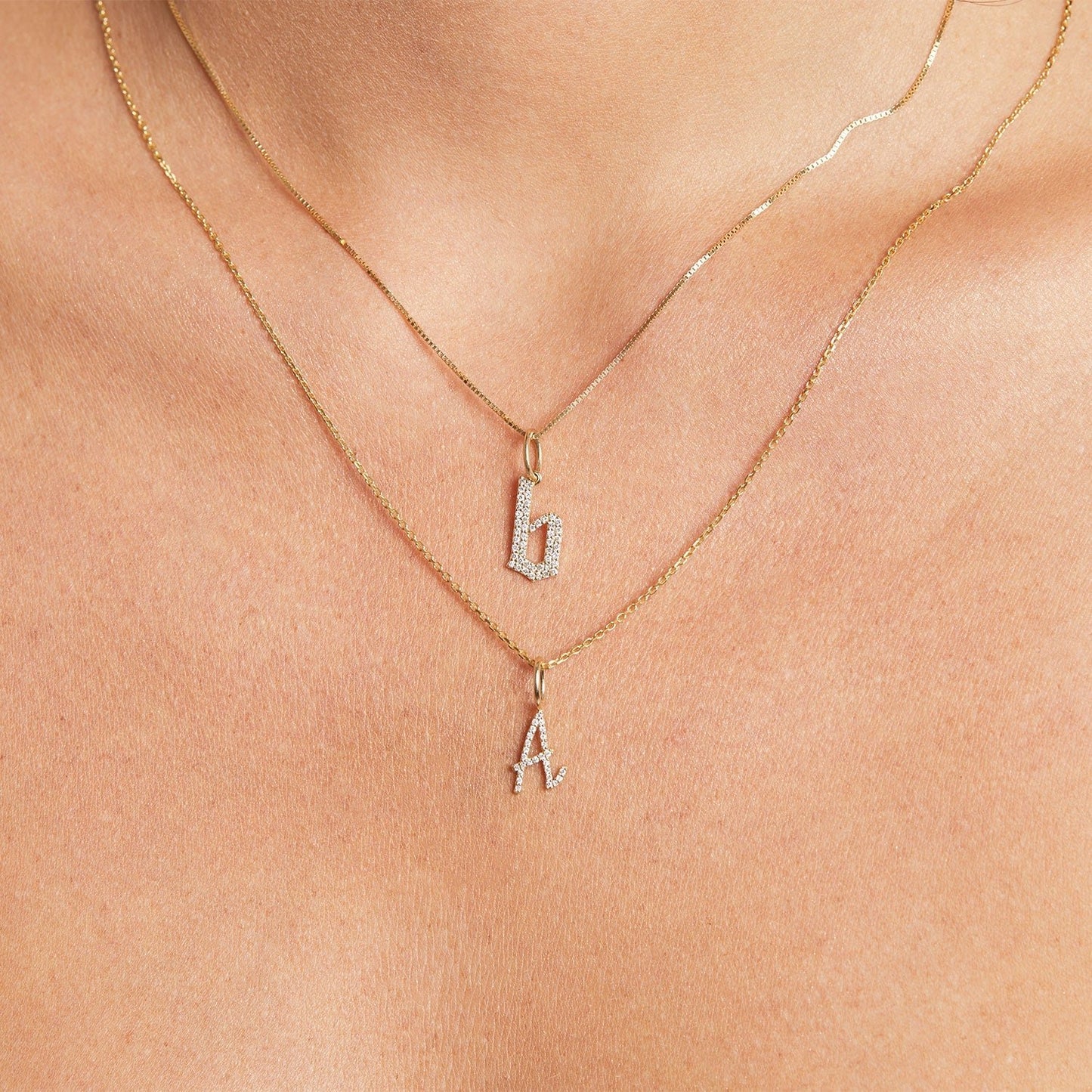 Diamond Gothic Old English Initial Charm - Lotus Diamond