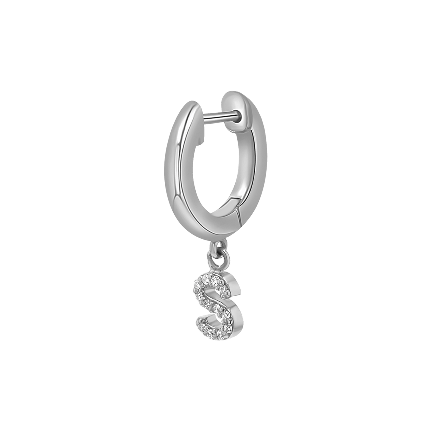Diamond Initial Charm Drop Huggies - Lotus Diamond
