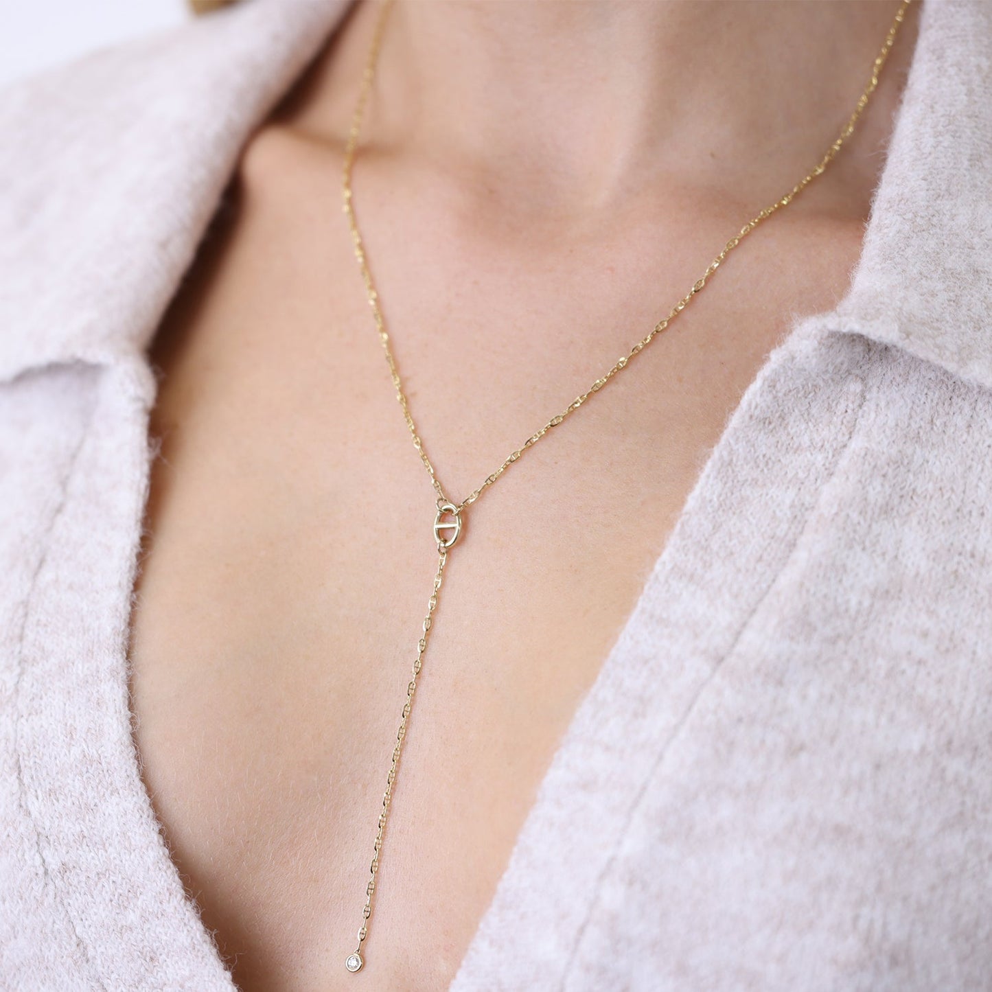 Diamond Mariner Lariat Necklace - Lotus Diamond