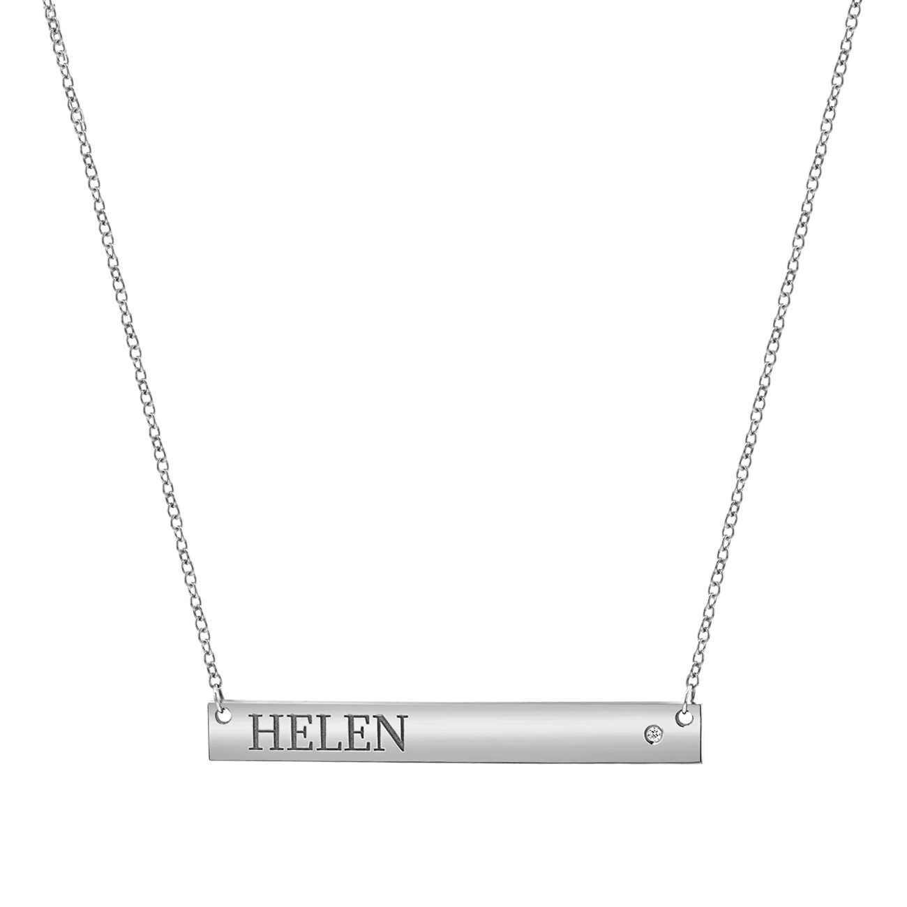 Diamond Nameplate Necklace - Lotus Diamond