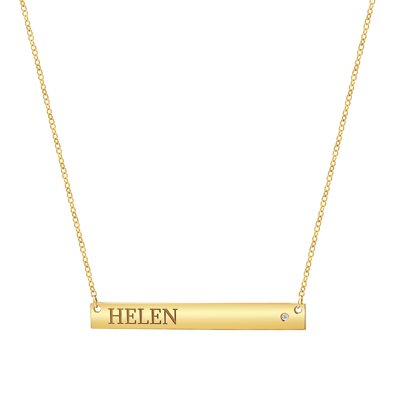 Diamond Nameplate Necklace - Lotus Diamond