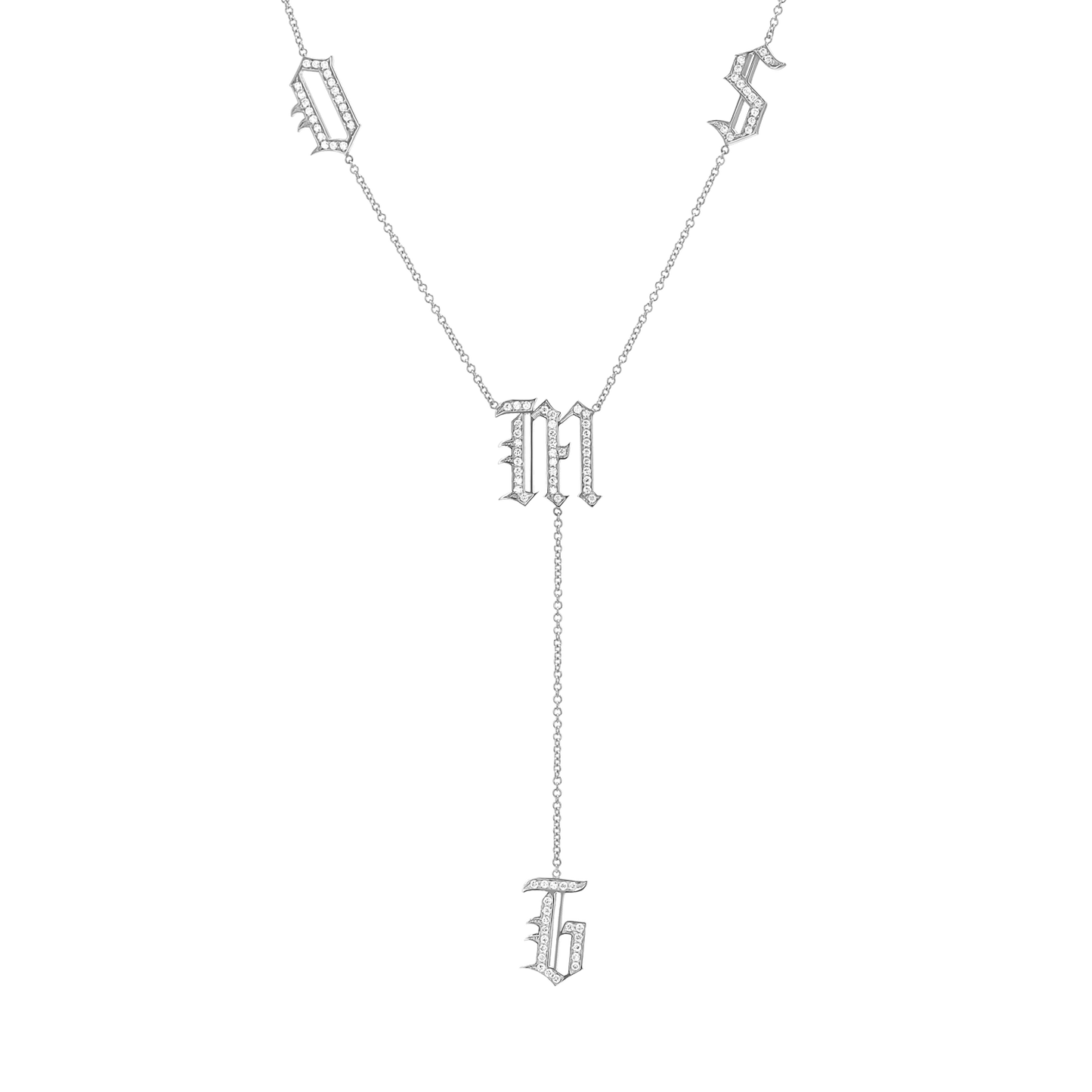 Diamond Old English Letter Drop Necklace - Lotus Diamond