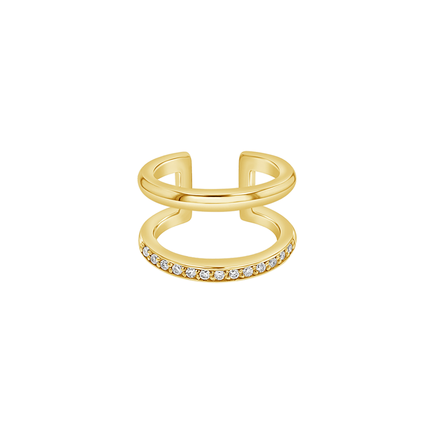 Diamond Pave Open Band Ear Cuff - Lotus Diamond