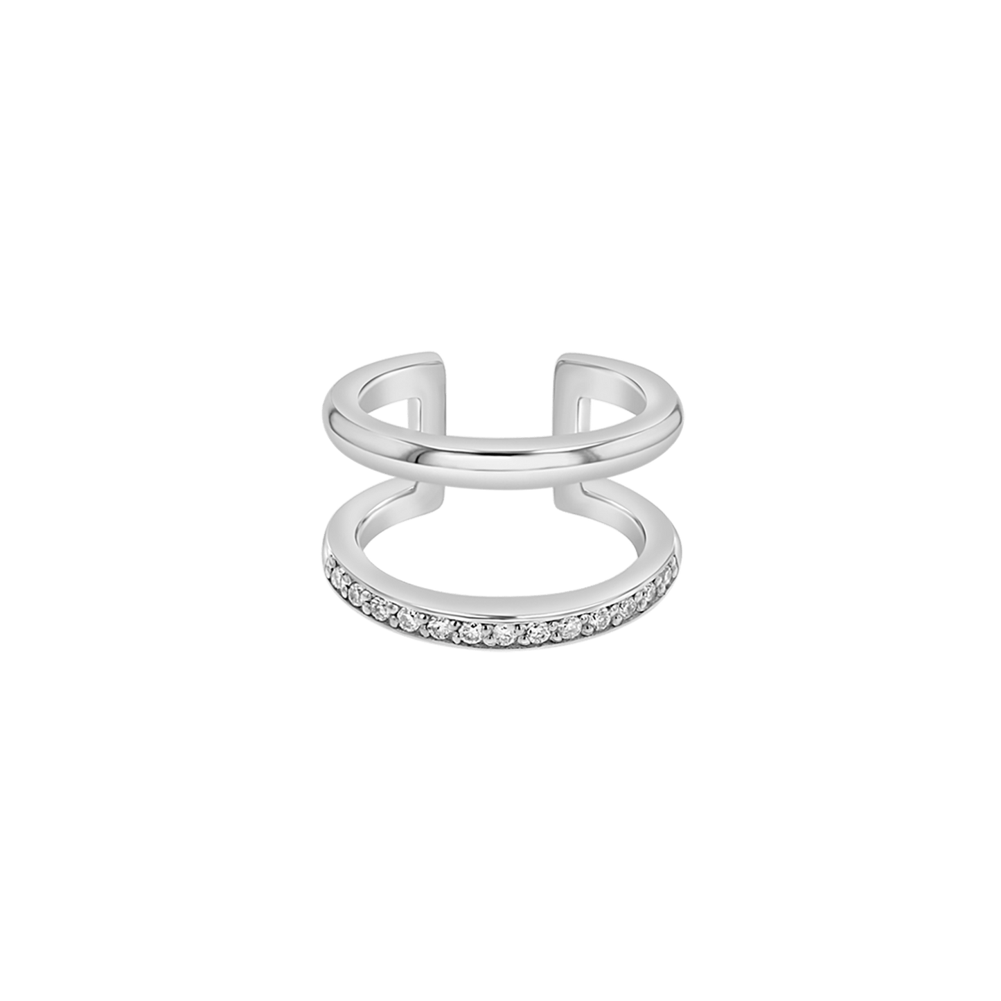 Diamond Pave Open Band Ear Cuff - Lotus Diamond