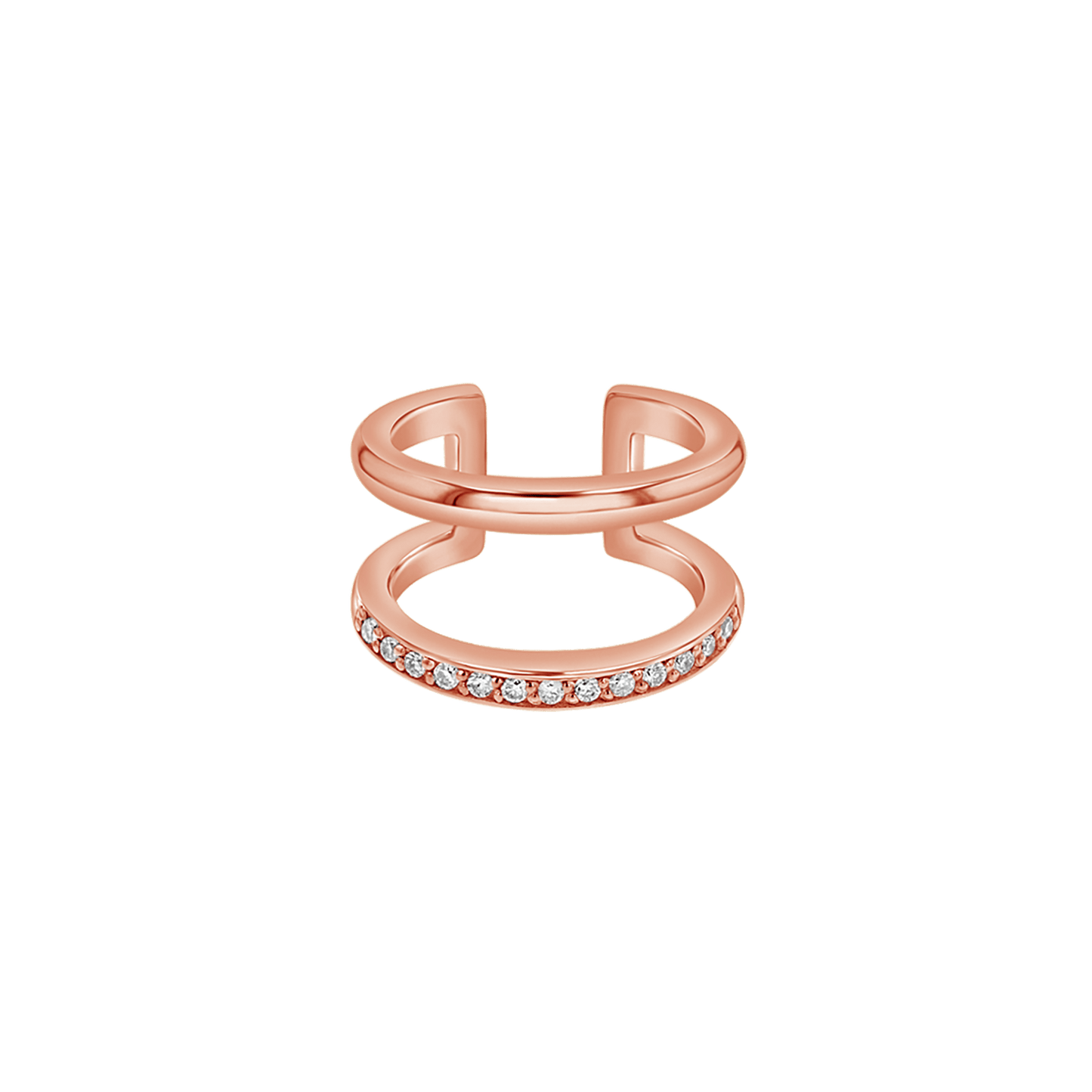 Diamond Pave Open Band Ear Cuff - Lotus Diamond