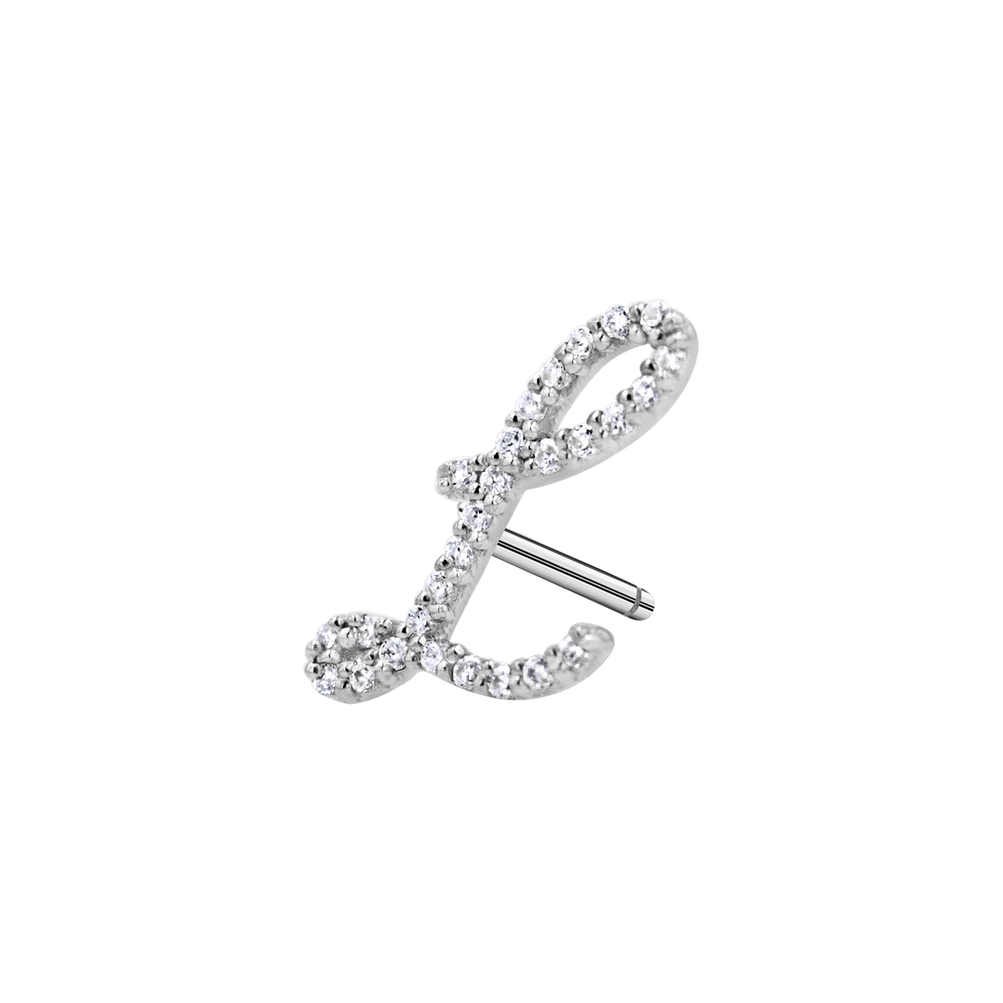 Diamond Pave Script Letter Stud - Lotus Diamond