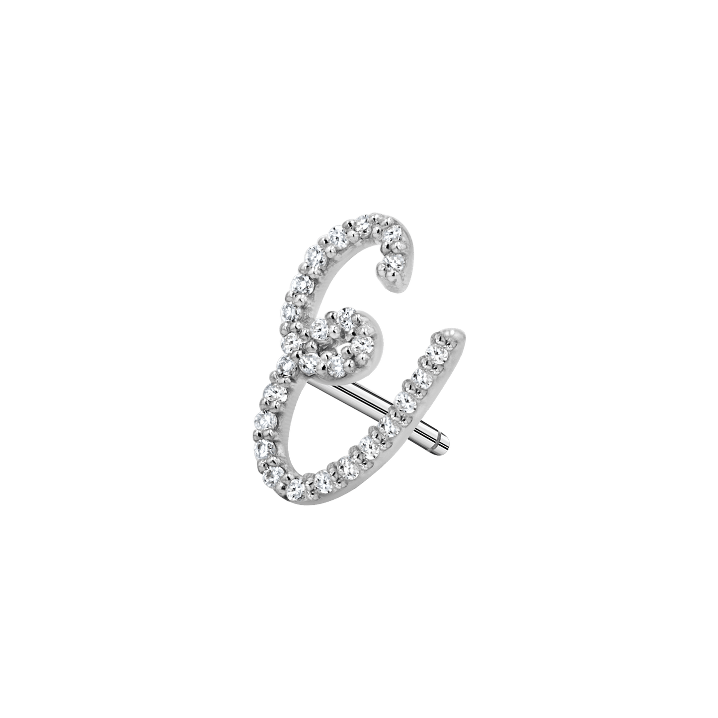 Diamond Pave Script Letter Stud - Lotus Diamond
