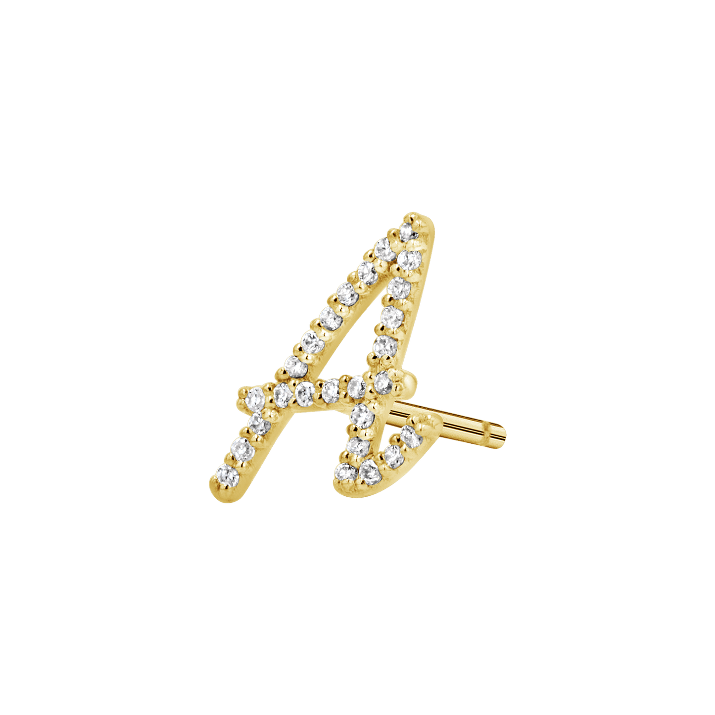 Diamond Pave Script Letter Stud - Lotus Diamond