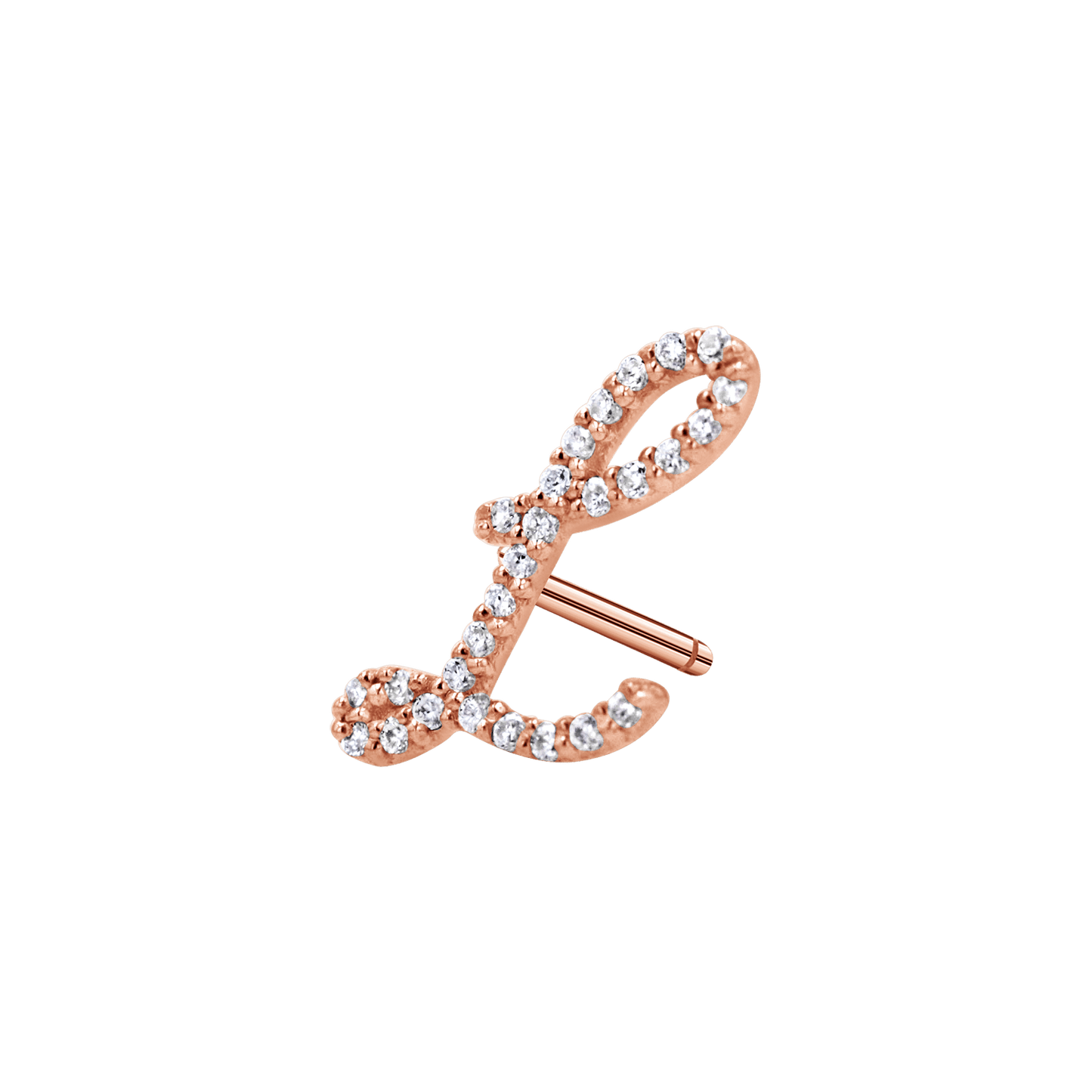 Diamond Pave Script Letter Stud - Lotus Diamond