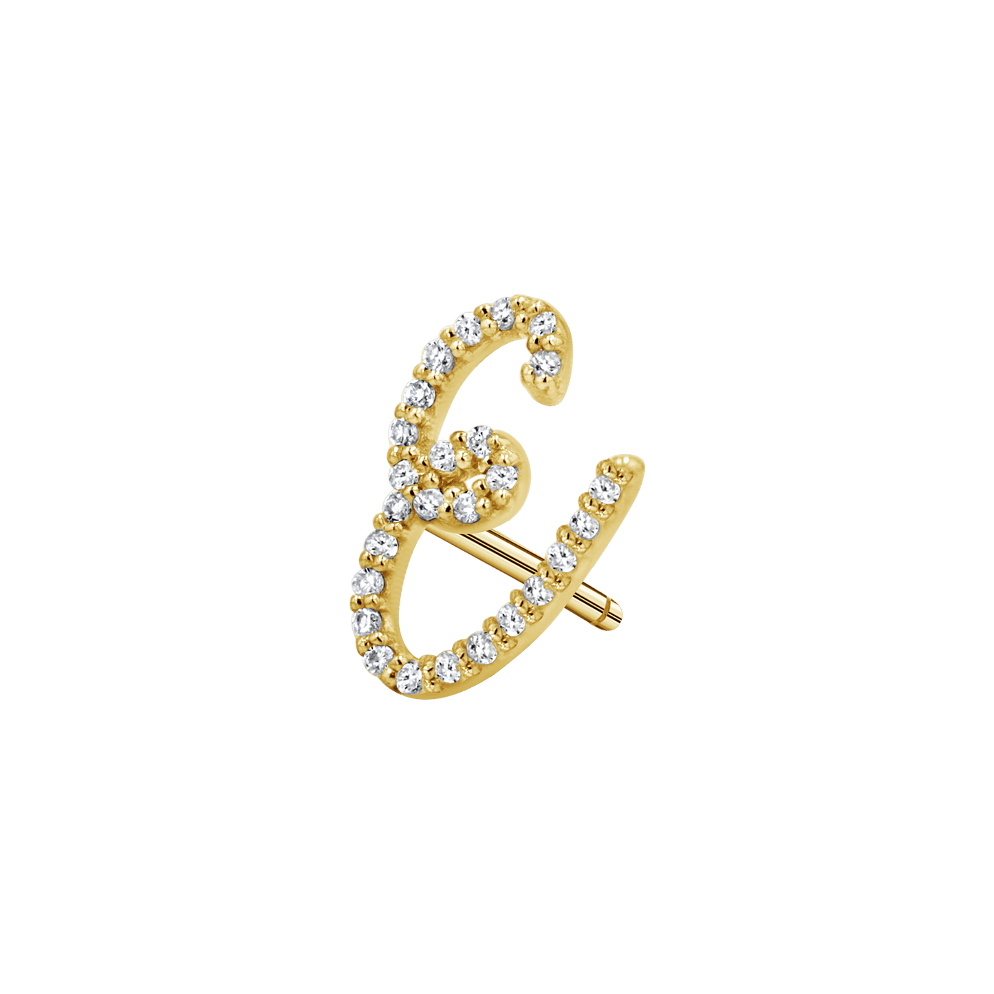 Diamond Pave Script Letter Stud - Lotus Diamond
