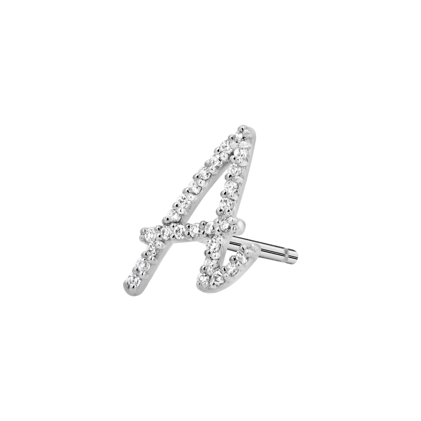 Diamond Pave Script Letter Stud - Lotus Diamond