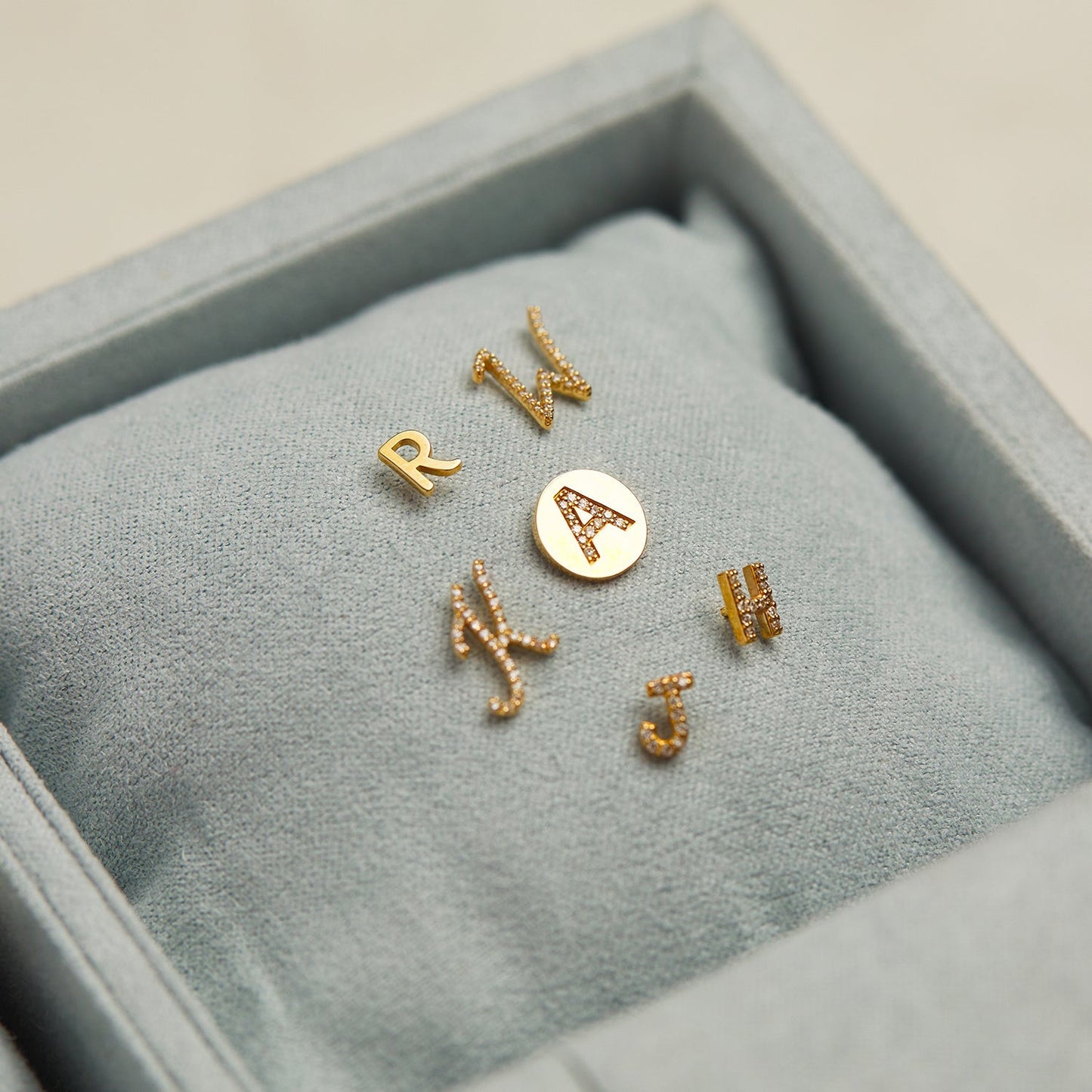 Diamond Pave Script Letter Stud - Lotus Diamond