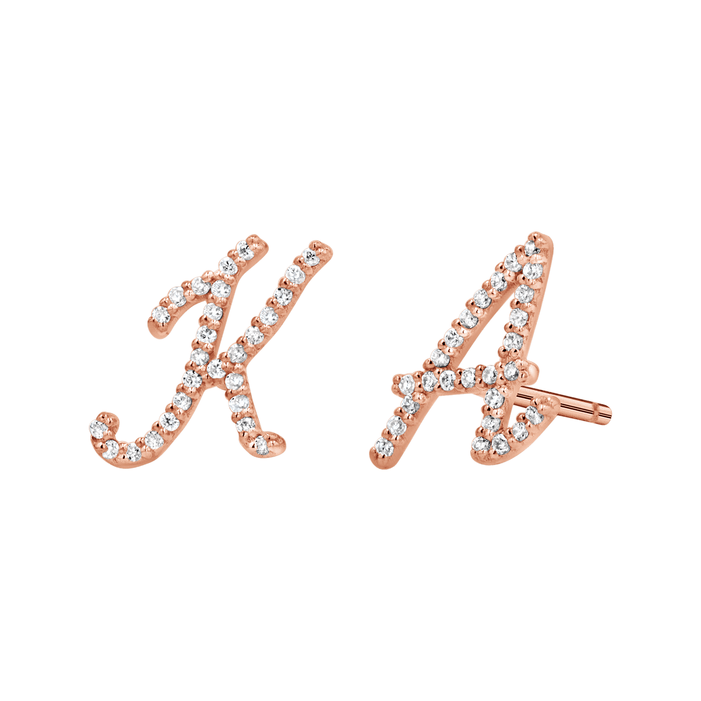 Diamond Pave Script Letter Stud - Lotus Diamond