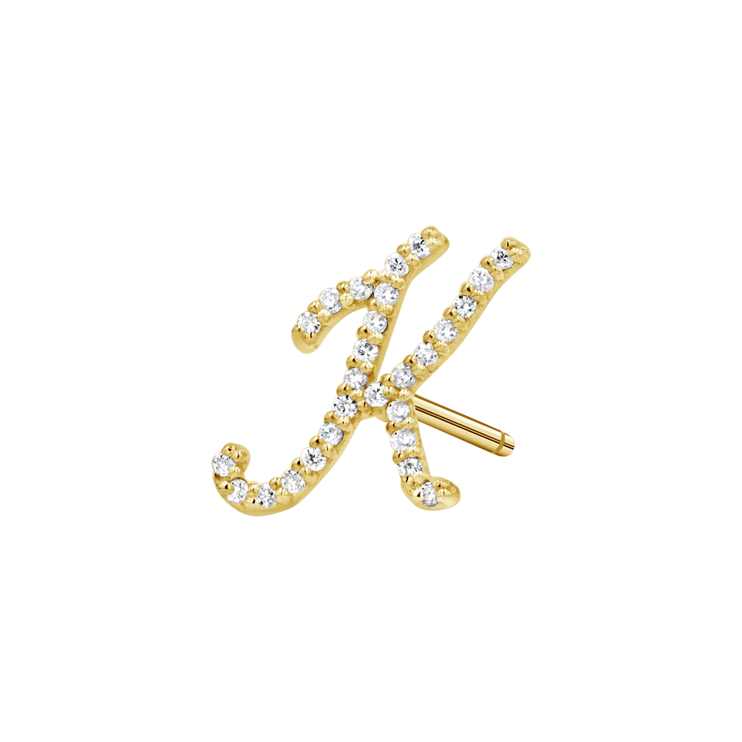 Diamond Pave Script Letter Stud - Lotus Diamond