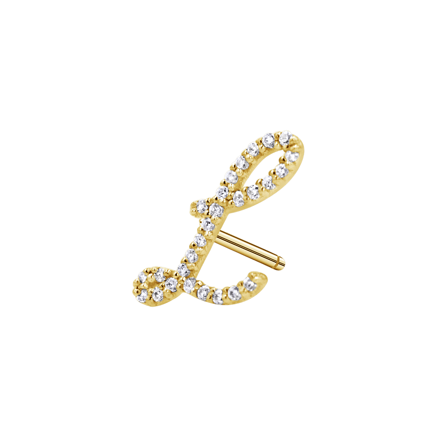 Diamond Pave Script Letter Stud - Lotus Diamond