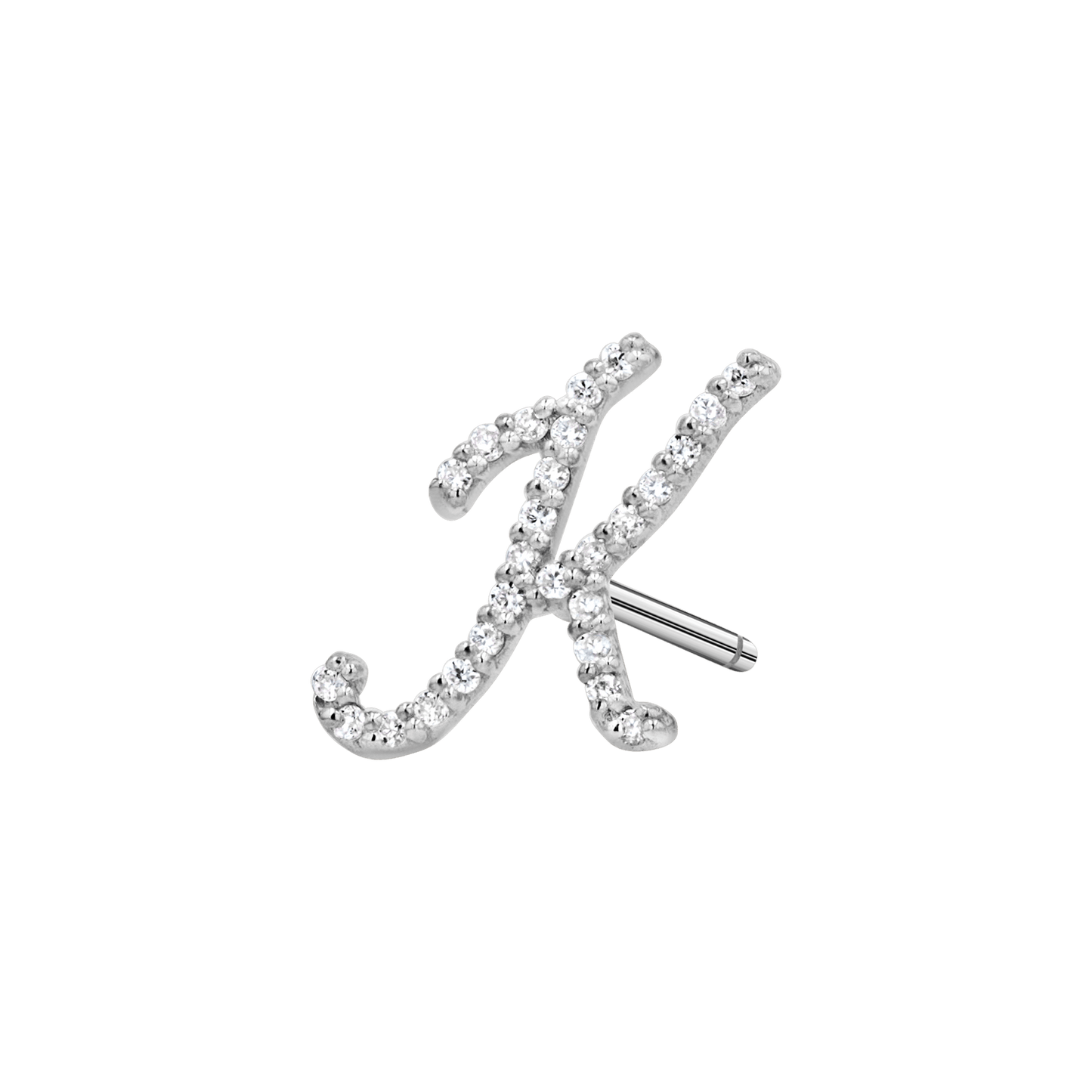 Diamond Pave Script Letter Stud - Lotus Diamond