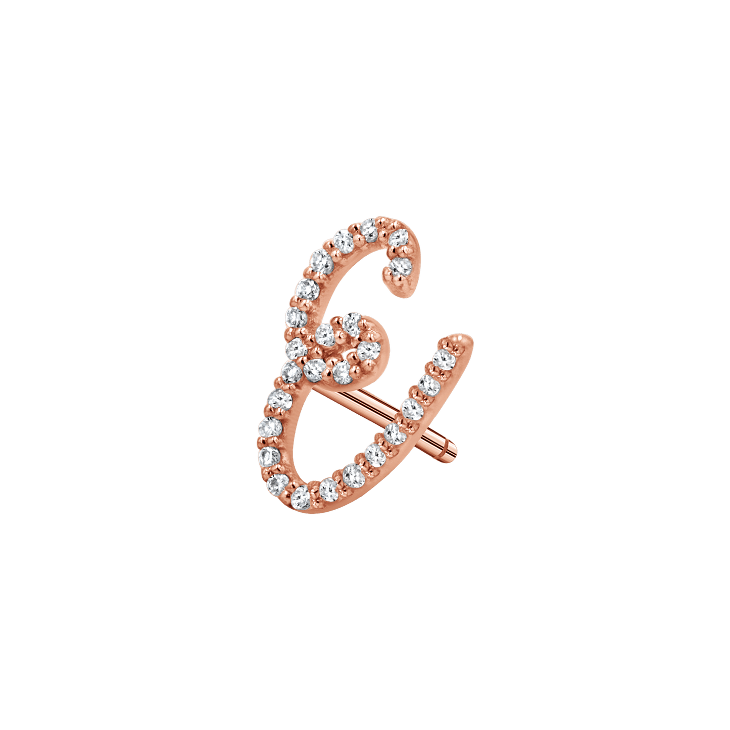 Diamond Pave Script Letter Stud - Lotus Diamond