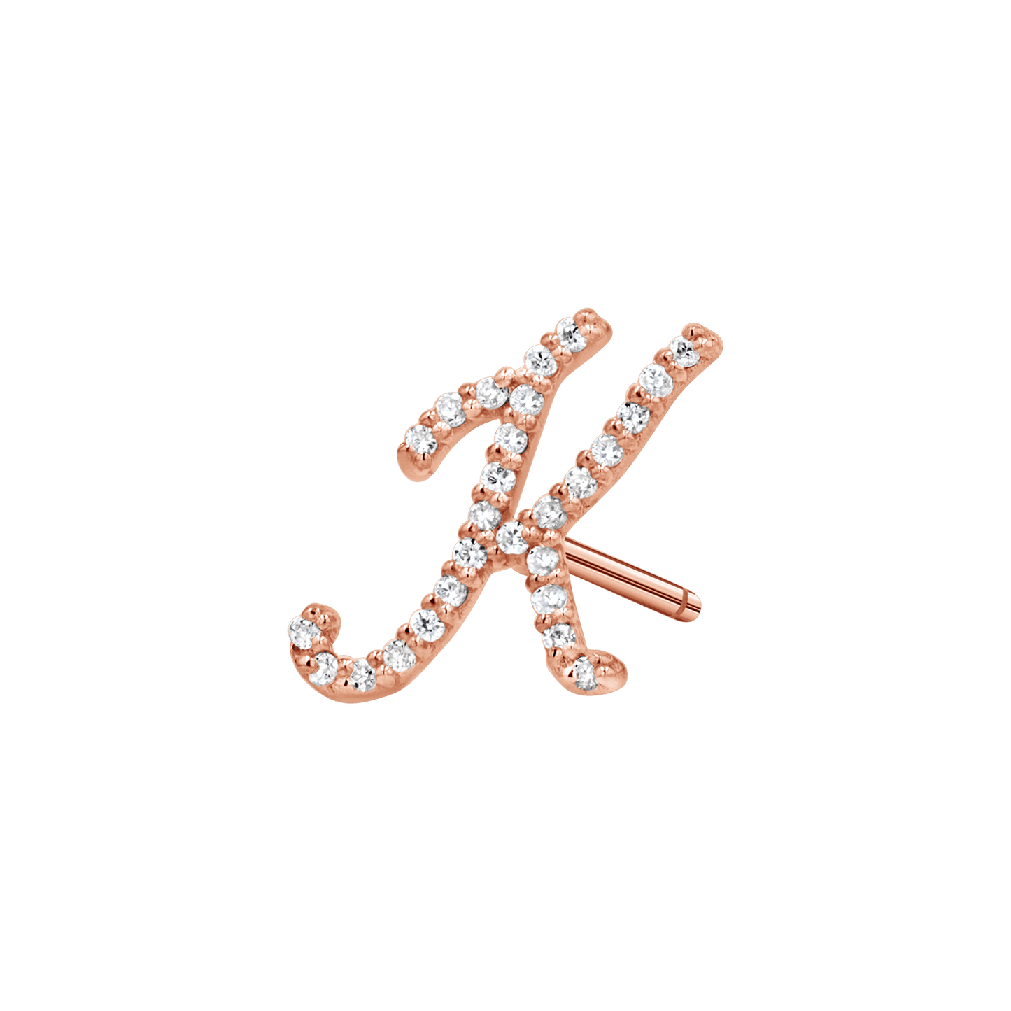 Diamond Pave Script Letter Stud - Lotus Diamond
